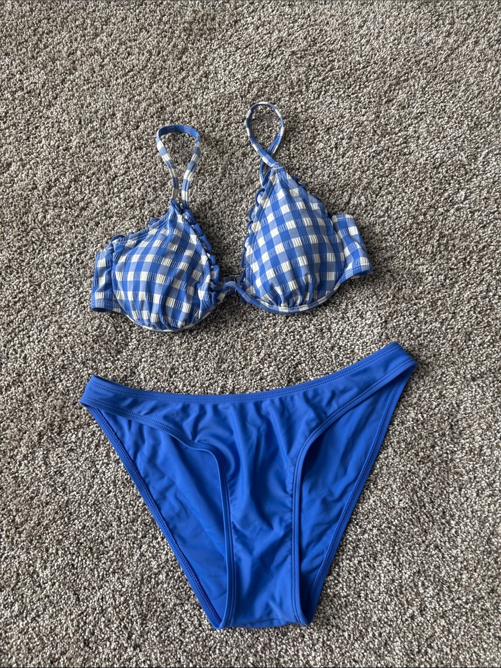 wild fable Blue Gingham Push-Up Bikini Set